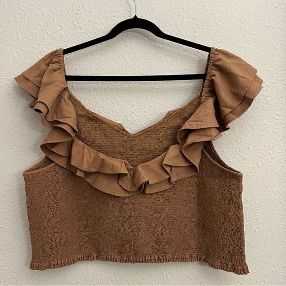 Anthropologie Maeve Ruffled Smocked Tank Top Brown NEW Plus Size 26W - Picture 7 of 9